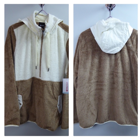 Marmot Homestead Hooded Pullover 1/2 Zip Sherpa Fleece Colorblock